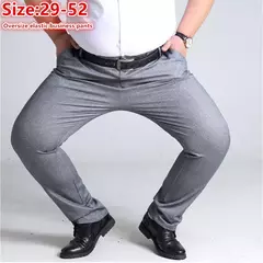 Calça de vestido reto grande para homens, alta esticada, escritório, preta, azul, cinza, calças de terno formal, plus size, 52, 50, 48, 46 na internet