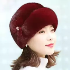 Chapéu de pele quente feminino, moda inverno, cabelo inteiro de vison, boina, maré, Kanye, Gorras Cap, mãe na internet