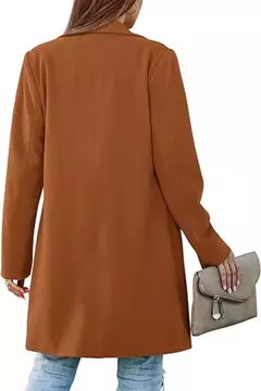 Jaqueta de gola virada para baixo feminina, mistura de lã, casacos longos, casacos femininos, roupas de inverno - comprar online