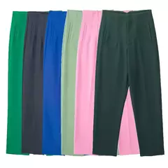 TRAF-Calças de escritório de cintura alta femininas, calças formais de escritório, calças lápis, pretas, rosa, brancas para senhoras, moda - Wolf Magazine
