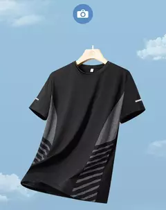 Camiseta de Manga Curta de Seda Gelo Masculina, Top Fino, Secagem Rápida, Respirável, Fitness, Esportes, Corrida, Elasticidade, Estampada, Verão, 5XL