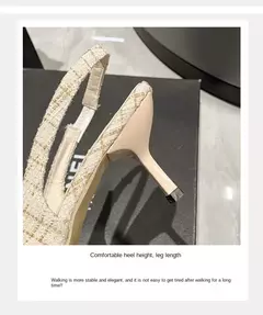 Sandálias de salto alto com sal marinho para mulheres, sapatos únicos com meia-cabeçada traseira oca, moda casual versátil na internet