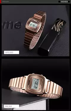 Skmei-Relógio de luxo em aço inoxidável para mulheres, contagem regressiva, relógio de pulso feminino, impermeável, relógio Chrono Digital, moda - Wolf Magazine