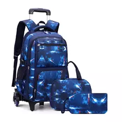 Mochila escolar com rodas para crianças, Mochila de rolamento para menino, Mochila escolar com rodas, Mochila de bagagem de mão, 6 rodas