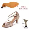 Sapatos latinos de salto alto para mulheres, sandálias douradas de verão, calçados esportivos para meninas, festa de salão ao ar livre