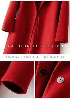 Imagem do 2023 elegante simples casaco feminino outono e inverno novo um botão pura lã reversível casaco de lã longo selvagem top das mulheres