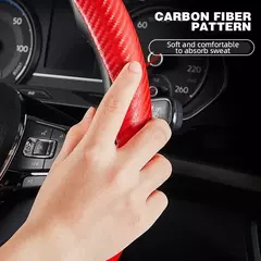 Capa universal para volante de carro, 38cm, fibra de carbono, antiderrapante, cartão, alça de volante automático, capa protetora de reforço