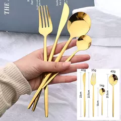 Aço inoxidável Golden Talheres Set, Faca, Garfo, Colher, Talheres, Talheres, Festival Cozinha, Louça, Presente, Punho Preto, 24pcs - Wolf Magazine