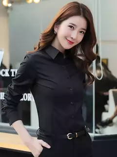 Camisa branca de manga longa feminina, moda profissional, vestido formal, tamanho grande, roupas de trabalho, tops de botão OL, tops femininos na internet