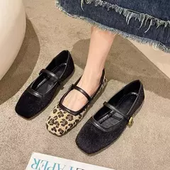 Sapatos casuais com estampa leopardo de toe quadrado para mulheres, sapatilhas femininas, sapatos Mary Jane ao ar livre, novo design - Wolf Magazine