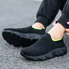 Sapato leve e confortável masculino, tênis preto, meias casuais, dirigindo, ma - comprar online