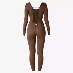 Macacões de uma peça femininos de manga comprida macacão esportivo roupas de ginástica alta elástica ciclismo musculação bodysuit feminino - Wolf Magazine
