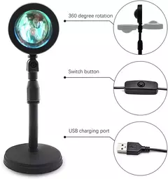 LED USB Sunset Lamp, Nightlights, Projetor, Birthday Party, Mood Lights, Quarto, Sala de estar, Fotografia de parede - comprar online