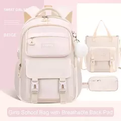 School Bag Set Inclui Study Bag e Pencil Case, Mochila de grande capacidade, Charme impermeável dos desenhos animados, Mochila de viagem ao ar livre, 3 pcs - Wolf Magazine
