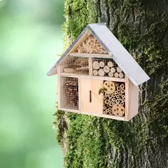 Casa de abelha de madeira decoração do jardim reprodução pendurado habitat borboleta hotel jardim ninho caixa para quintal ao ar livre jardim quintal cerca