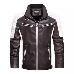 Jaqueta de couro fina masculina, emenda, locomotiva, retrô, moda lazer, mais vendida, primavera e outono, 2023 na internet