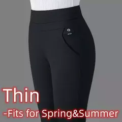 Calça lápis de lã feminina, roupa formal, roupa feminina fina, elástico longo básico, senhora preta do escritório, outono, inverno - loja online