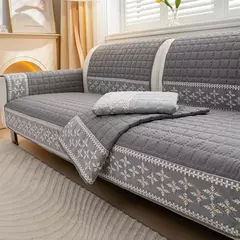 Anti-derrapante tampa do sofá com floco de neve decoração do laço, waffle cobertor acolchoado, sofá tampa do assento, sala de estar moderna, 4 temporada, 1pc - loja online