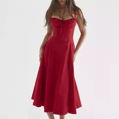 Imagem do Vestido de verão estampado floral, Laço frontal feminino, Gola quadrada, Vestido de coxa dividido, Cinta de praia, Vestido de noite, Novo