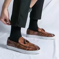 Sapatos casuais de couro de verão sapatos de escritório para homens de condução mocassins confortáveis deslizamento em sapatos de moda de festa - comprar online