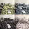 YanYangTian-Roupa de cama, Algodão lavado, 4 peças, Conjunto de lençóis, Conforto, Sólido, Natal, Casal, Capa de edredão