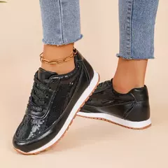 Tênis de negócios feminino com lantejoulas, cunhas casuais, tênis confortáveis, tendência da moda, 2022
