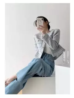 ITOOLIN-Cardigã elegante de Tweed feminino, casaco curto com bolso, jaqueta de peito único, outwear solto, outono, inverno, 2023 - Wolf Magazine