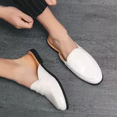 Nova Chegada All-match Muller Sapatos Homens Moda De Couro Metade Chinelo Homens Verão Mocassins Flats Chinelos para Sapatos Dos Homens Ao Ar Livre na internet
