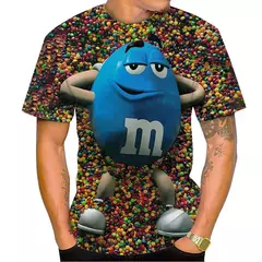 M & m's-Feijão Chocolate Masculino e Feminino T-shirt Estampada em 3D, Casual, Gola Redonda, Manga Curta, Engraçado, Camiseta Infantil, Tops Fofos na internet