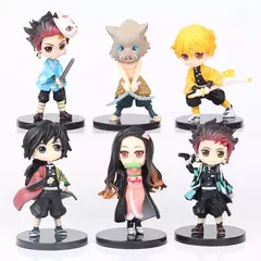 6 pçs/12 pçs/sets q posket figura atacado demônio slayer mini estatueta kimetsu não yaiba pequenas bonecas pvc decoração de mesa - Wolf Magazine