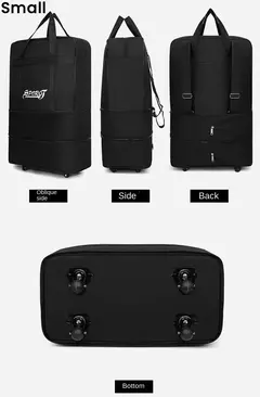 Saco de grande capacidade expansível com roda, bolsa de bagagem dobrável, bolsa de viagem Oxford para homens e mulheres, Airline Checked - Wolf Magazine
