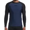 Manga comprida masculina Rash Guard Swimwear, camiseta de Surf seca rápida, camisa apertada de mergulho, roupas de ginástica, proteção UV50 +, azul, nadar, 2023