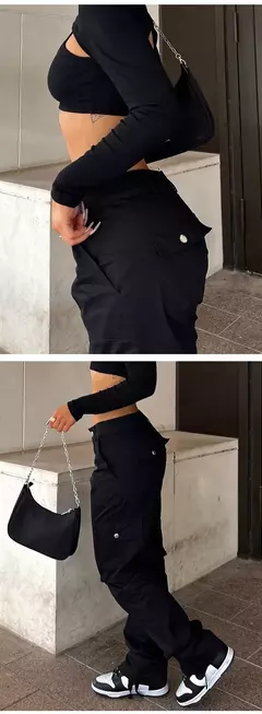 Calça jeans larga de cintura alta feminina, calça cargo cinza, calça larga, moda casual, bolsos múltiplos, estilo de rua Hip Hop, mãe, vintage, verão na internet