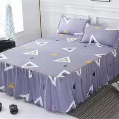 Imagem do Conjunto de colcha de algodão bordado, saia de cama, fronhas, capa de folha, rei, rainha, duplo, 1.5 m, 1.8 m, 2m, 3pcs