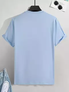 Camiseta casual de manga curta masculina 100% algodão, estampada com bússola de montanha, gola redonda, blusa solta, verão - loja online