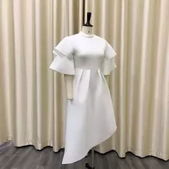 Vestido longo de babados fairyshely sólido para mulheres, manga curta, grande e grande, festa de verão para mulheres, vestido curvilíneo apertado, tamanho grande, 2021 - Wolf Magazine
