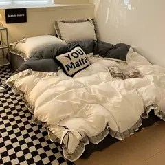 Conjunto de lençóis estilo renda, roupa de cama bowknot, cama Skin-Friendly, solteiro, casal, rainha, cama king size - comprar online