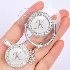 Clipe de chupeta personalizado bebê titular chupetas de luxo recém-nascido prata Bling mordedor de silicone transparente infantil livre de BPA - loja online