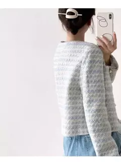 ITOOLIN-Cardigã elegante de Tweed feminino, casaco curto com bolso, jaqueta de peito único, outwear solto, outono, inverno, 2023 - comprar online
