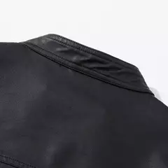Imagem do Falso PU couro moto jaqueta dos homens, casacos masculinos, outwear, preto, marca