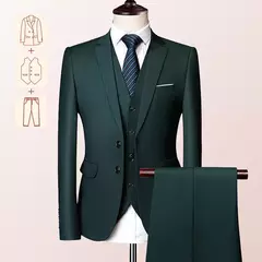 Terno casual de negócios masculino para casamentos, blazer genuíno, colete e calças, grande e alto, colete slim fit, calças de vestido, tamanho EUA