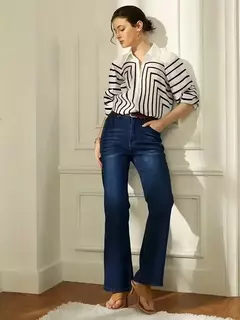 Camisa de botão feminina com estampa de linha, blusas elegantes, primavera e verão, roupas femininas plus size, preto e branco, 2024 na internet