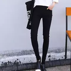 Imagem do Calça lápis elástica até o tornozelo para mulheres, calça preta casual para mulher, ioga