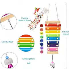 Pássaro colorido xilofone brinquedo papagaios frango brinquedos gaiola de pássaro acessórios de brinquedo periquitos e papagaios brinquedos - loja online