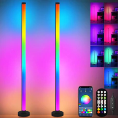 Lâmpada de assoalho led inteligente rgb remoto & controle app sincronização música iluminação canto temporizador moderno humor lâmpada pé para sala estar jogos - comprar online