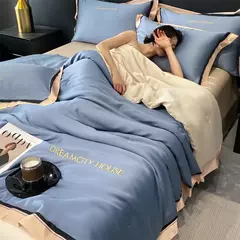 4 pçs lavado cor pura dupla verão colcha conjunto acessível luxo high-end adequado para quarto apartamento cama única cama de casal 150/180/200cm