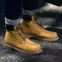 Mulheres de couro genuíno inverno tornozelo dos homens militar trekking neve amarelo designer botas táticas ao ar livre para homens sapatos trabalho tênis - loja online