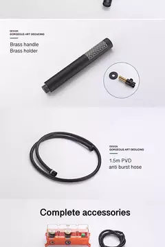 Torneira De Banheiro De Latão Luxuoso, Design De Parede, 2 Alças, Controle Duplo de Quente e Frio, Torneira De Banheira Simples, Preto - comprar online