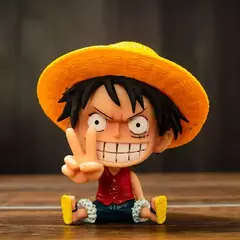 Imagem do Bandai q versão uma peça luffy usopp nami robin chopper sanji brooke ace anime feito à mão figura de pvc brinquedos modelo boneca
