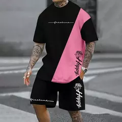 Conjunto de camiseta e shorts casuais masculinos, tops de praia estampados em 3D, moda streetwear, roupas esportivas, estilo havaiano, novo, 2 peças